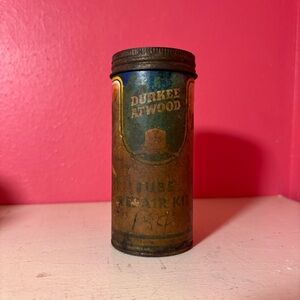 Vintage * Durkee Atwood Tupe Repair Kit Metal Canister Retro Collectible Display